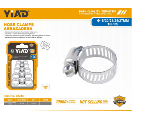 Yiad Hose Clamp 10 Pec 18-20-23-25-27mm