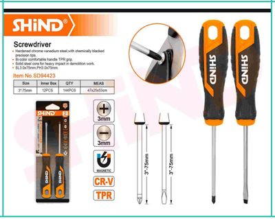 Shind 2 Pcs Set Screwdrivers 3&quot;-75mm