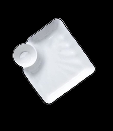 Ceramic Square Join-Cup Plate White 8&quot;