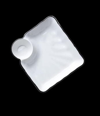 Ceramic Square Join-Cup Plate White 8&quot;