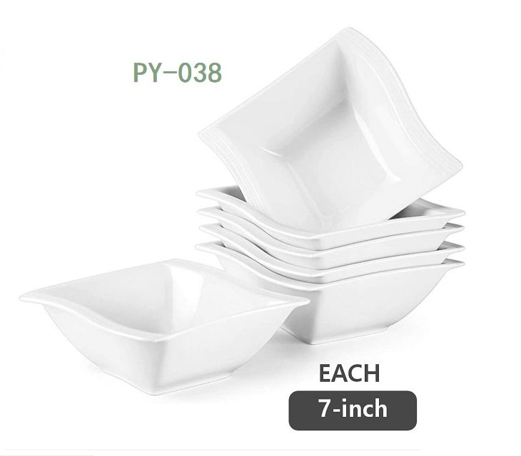 Ceramic Square Bowl White 7&quot;