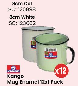 Kango Mug Enamel Assorted Colors x 12s