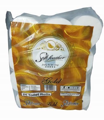 Toilet Rolls Tissue 24&#39;s Soft Feather Gold Virgin 2P/200