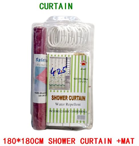 Shower Curtain with Mat 180x180cm