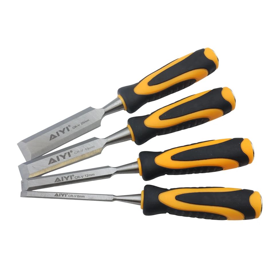 Wood Chisel Rubber Handle 4 Pcs Set