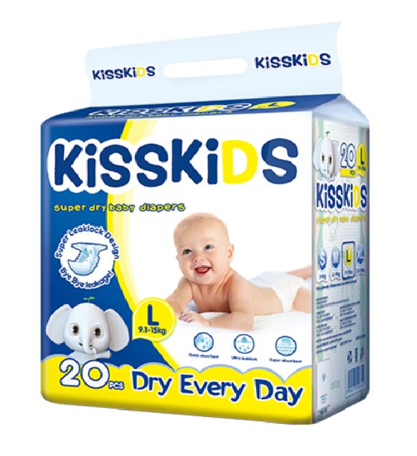 KISSKIDS Diapers 20s, Size: Large