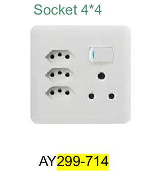 Socket 4X4 3Xeuro+16A White
