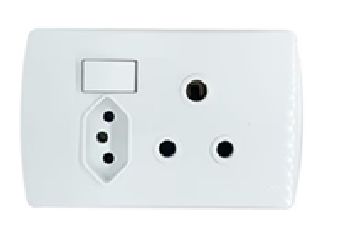 Socket 4x2 Single RSA &amp; New ZA Plug Socket Horizontal White