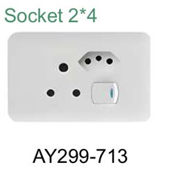 Socket 4x2 Single RSA &amp; ZA Plug Socket White 4x2