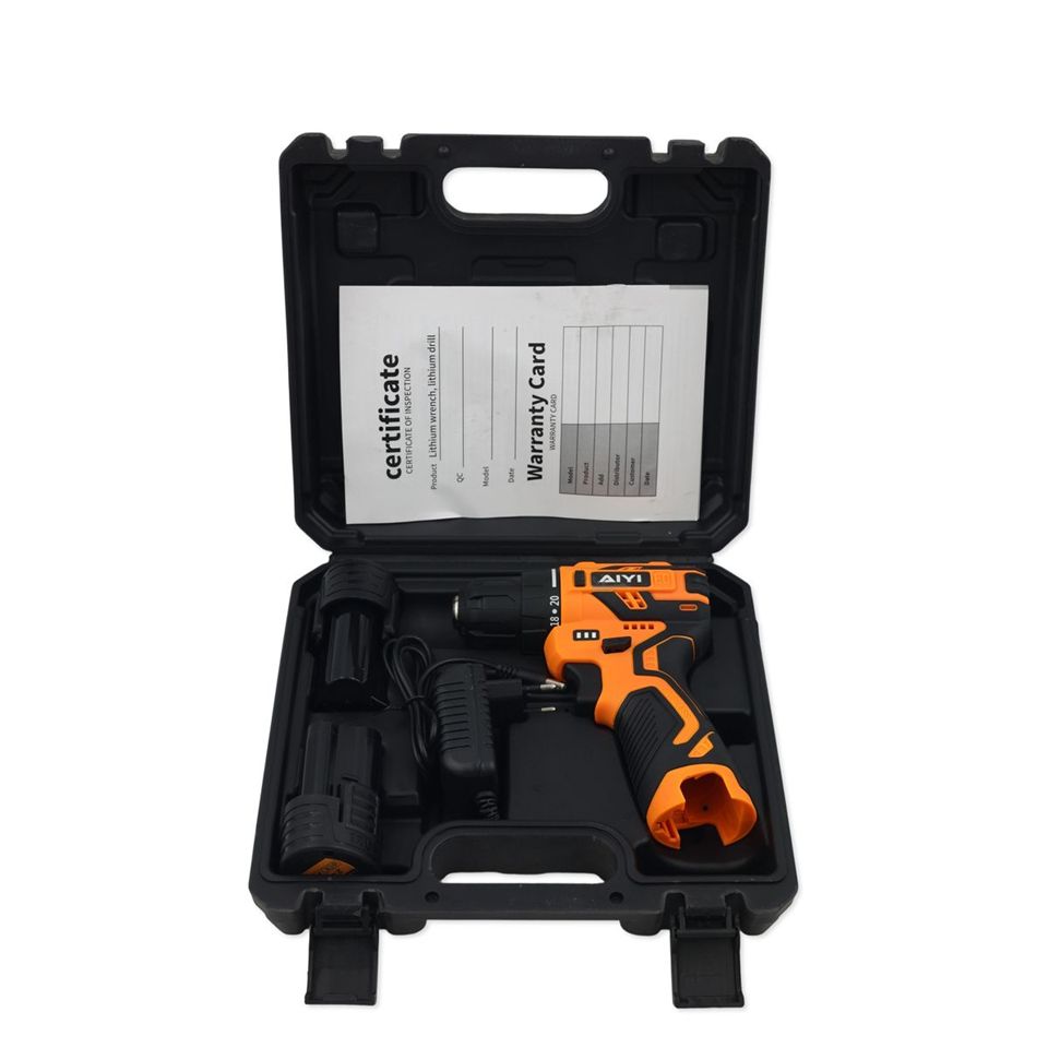 AIYI Lithium Cordless Brushless Drill 12V with 2 Battery Packs