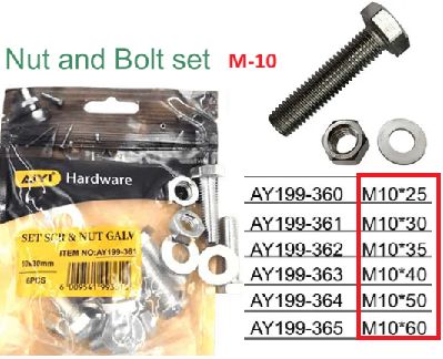 Nut and Bolt Set M10