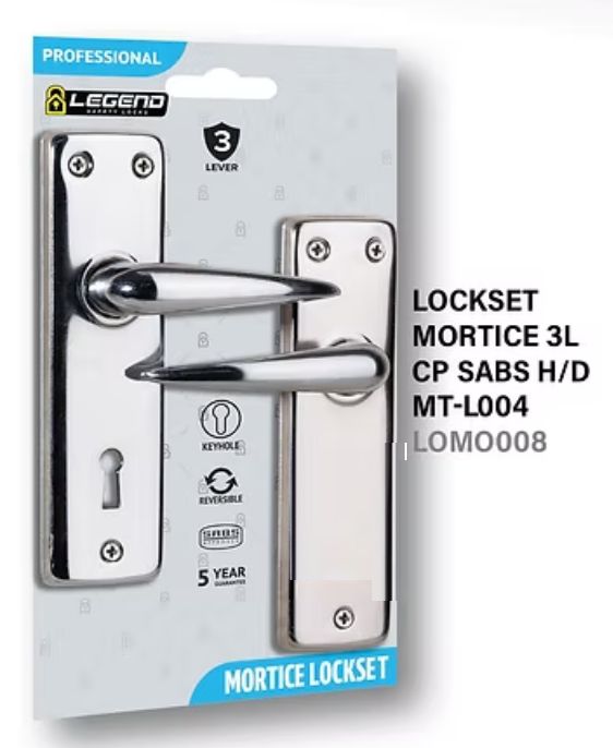 Lockset Mortice 3L CP SABS H/D MT-L004