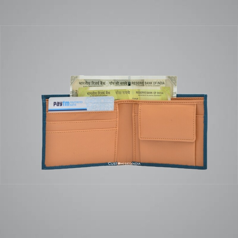 Royal Blue - Tan Imported Dual Colour Wallet