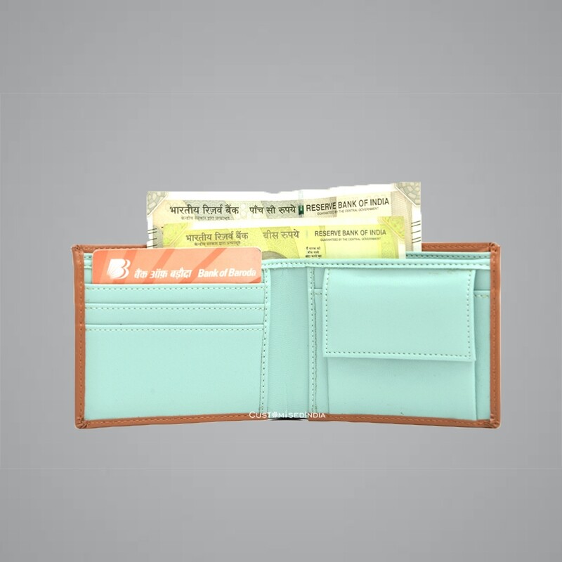 Tan - Mint Green Imported Dual Colour Wallet