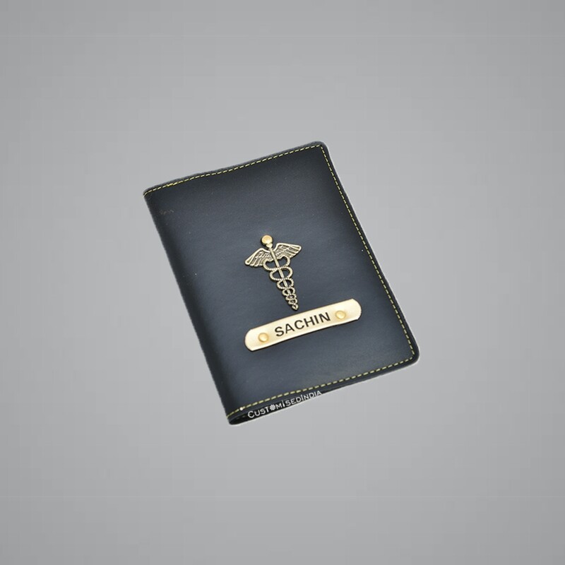 Black Customised Passport Holder (Indian Leather)