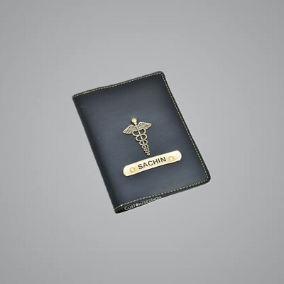 Black Customised Passport Holder (Indian Leather)