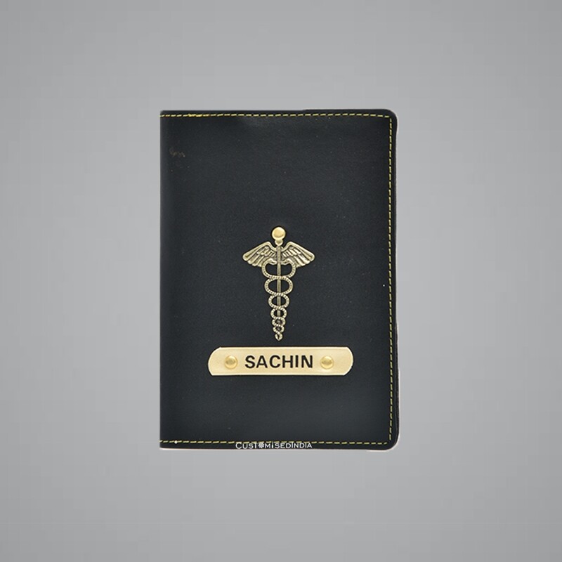 Black Customised Passport Holder (Indian Leather)