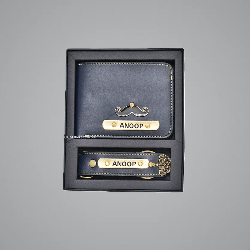 Blue Customised Wallet + Keychain Combo