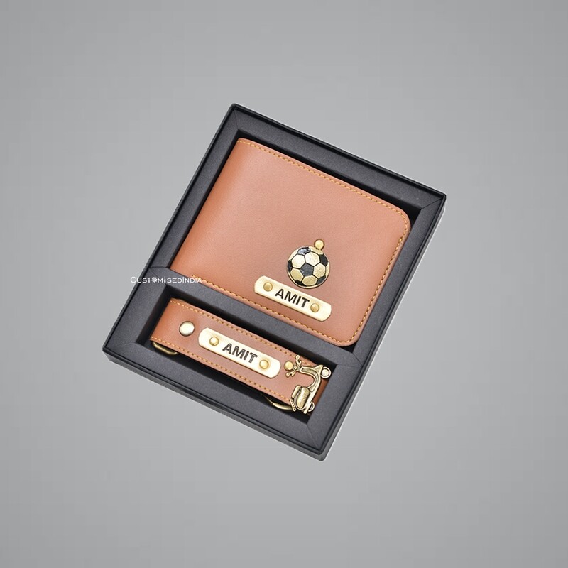 Tan Customised Wallet + Keychain Combo