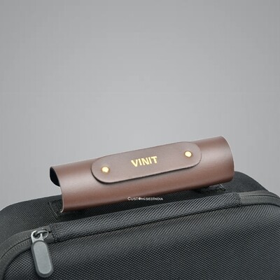 Brown Personalised Luggage Handle Cover