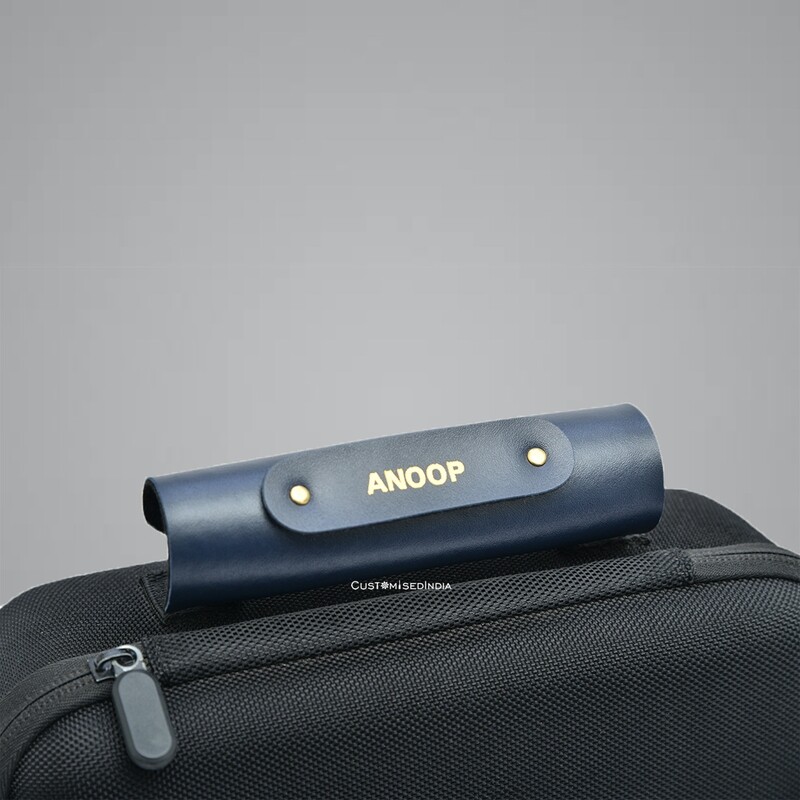 Blue Personalised Luggage Handle Cover