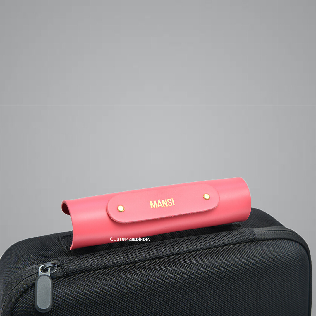 Pink Personalised Luggage Handle Cover