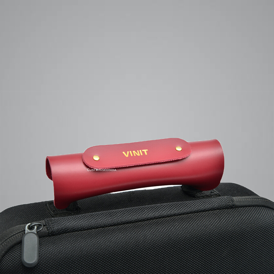 Red Personalised Luggage Handle Cover