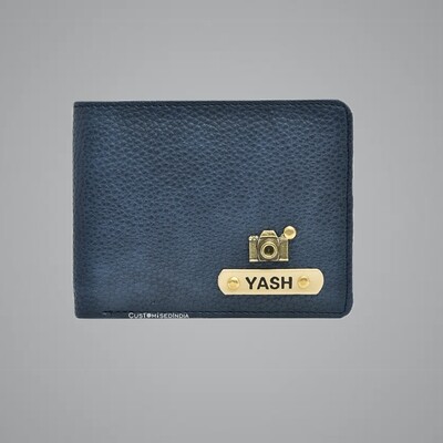 Navy Blue Genuine Leather Customised Wallet