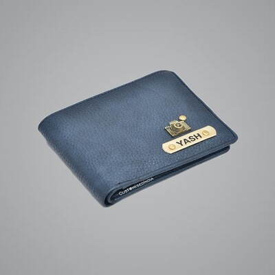 Navy Blue Genuine Leather Customised Wallet