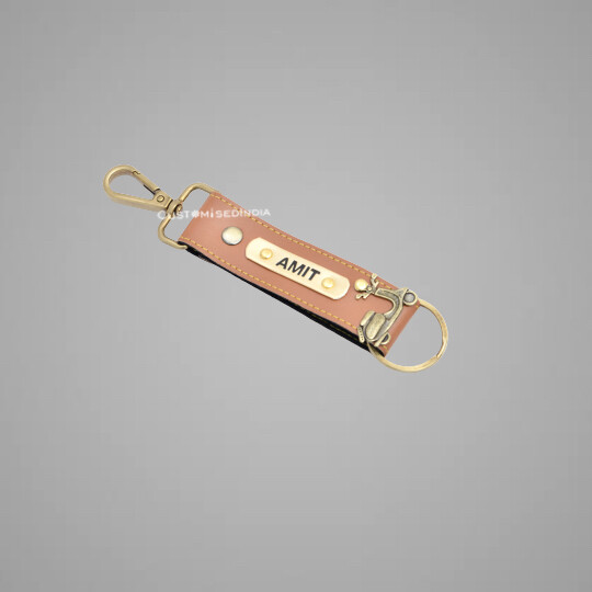 Tan Customised Keychain with Hook