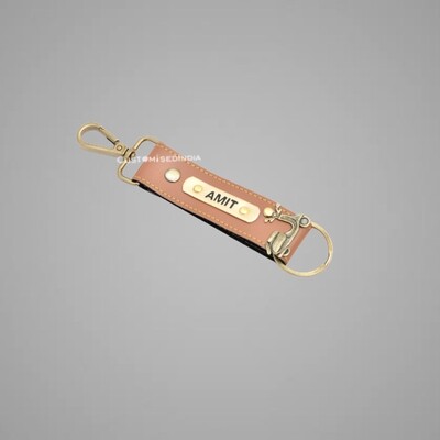 Tan Customised Keychain with Hook