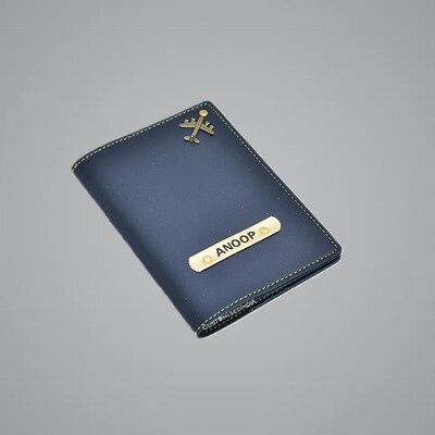 Blue Customised Passport Holder (Indian Leather)