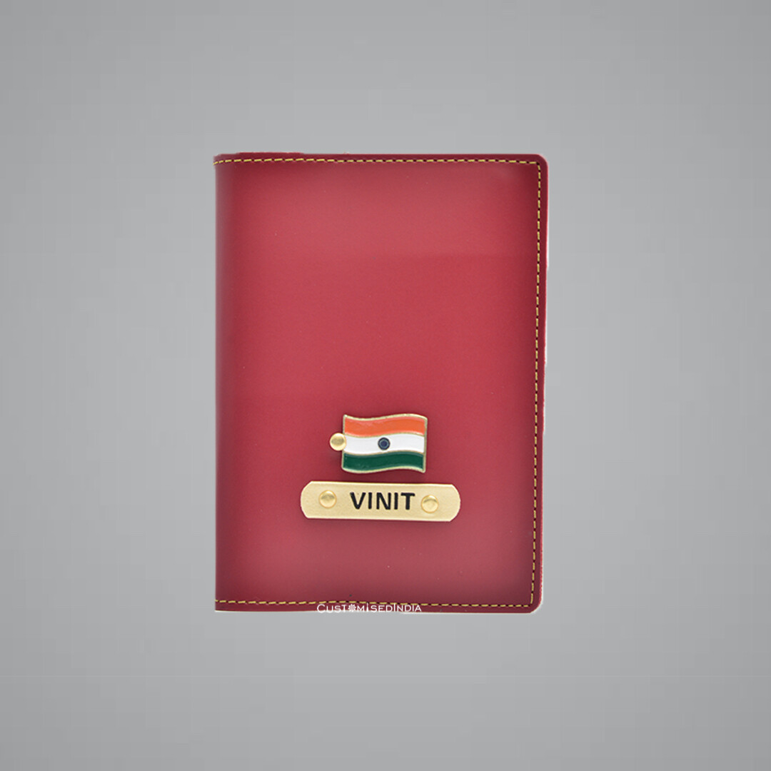 Red Customised Passport Holder (Indian Leather)