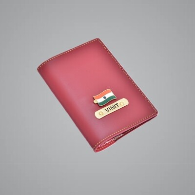 Red Customised Passport Holder (Indian Leather)