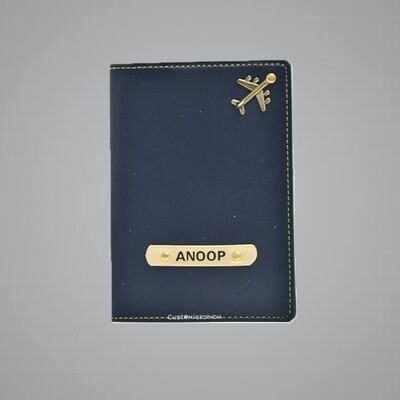 Blue Customised Passport Holder (Indian Leather)
