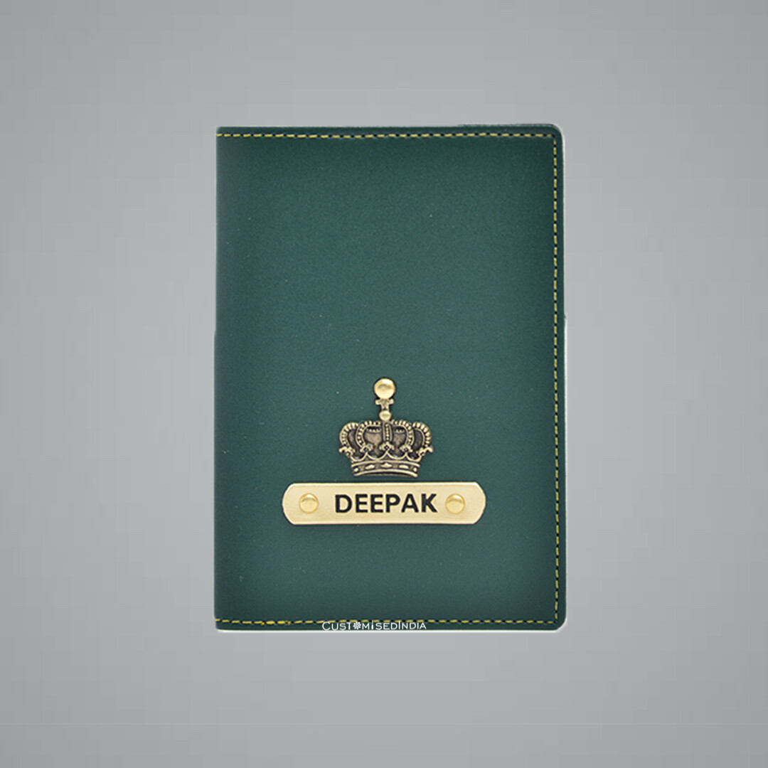 Green Customised Passport Holder (Indian Leather)