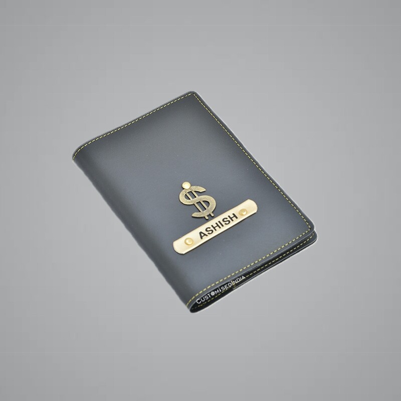 Grey Customised Passport Holder (Indian Leather)