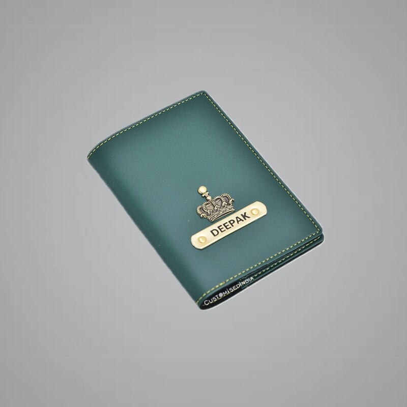 Green Customised Passport Holder (Indian Leather)