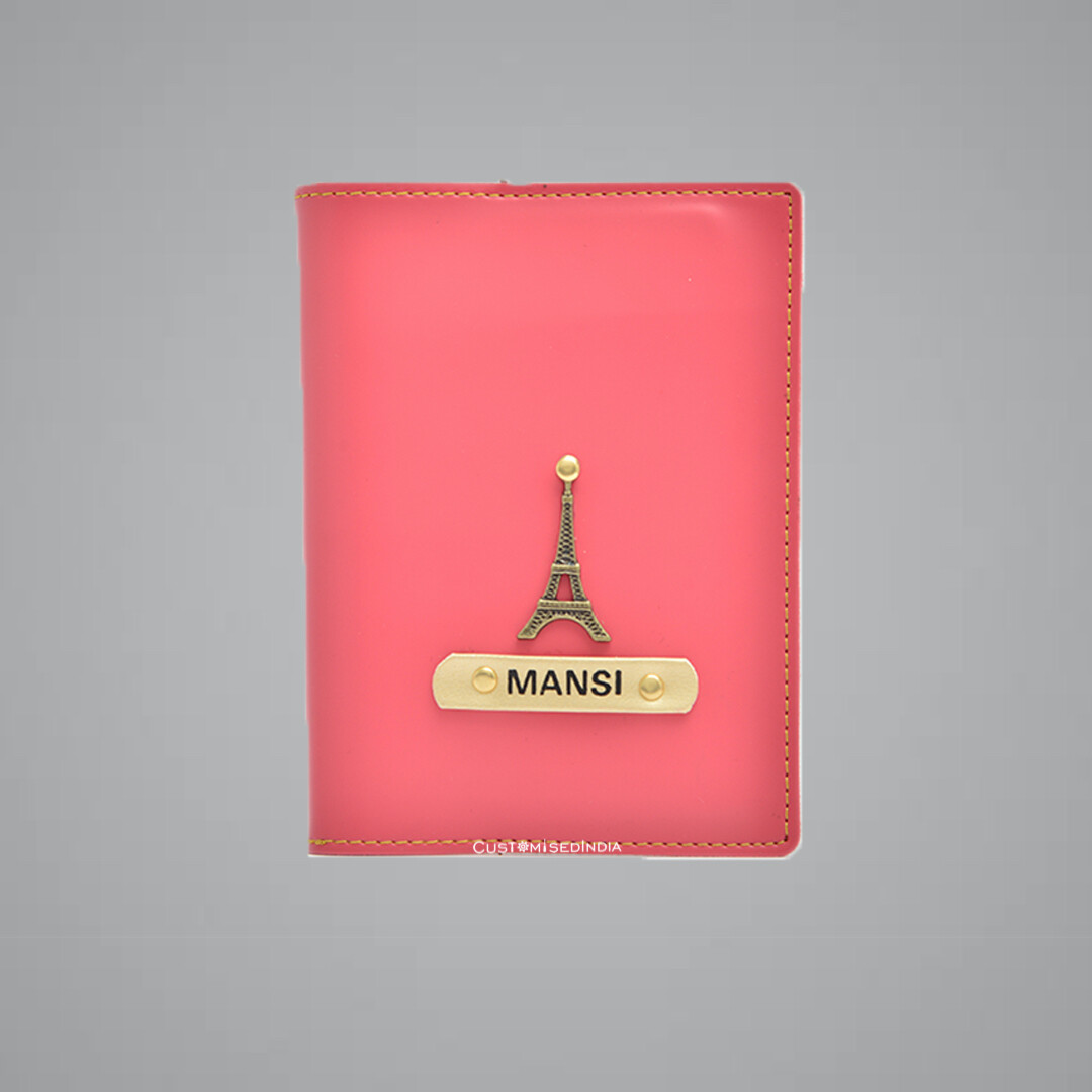 Pink Customised Passport Holder (Indian Leather)