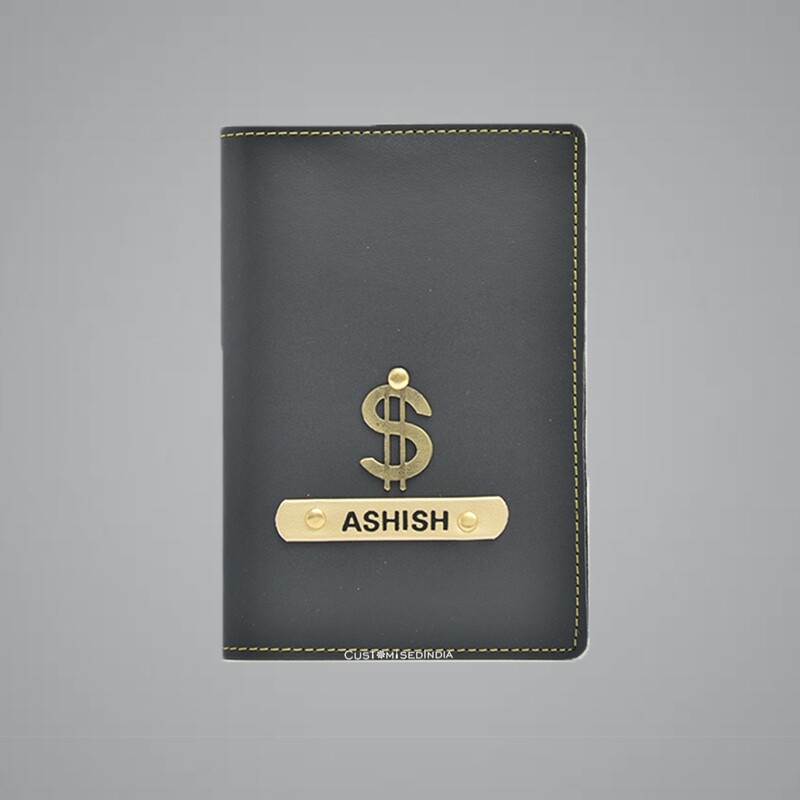 Grey Customised Passport Holder (Indian Leather)