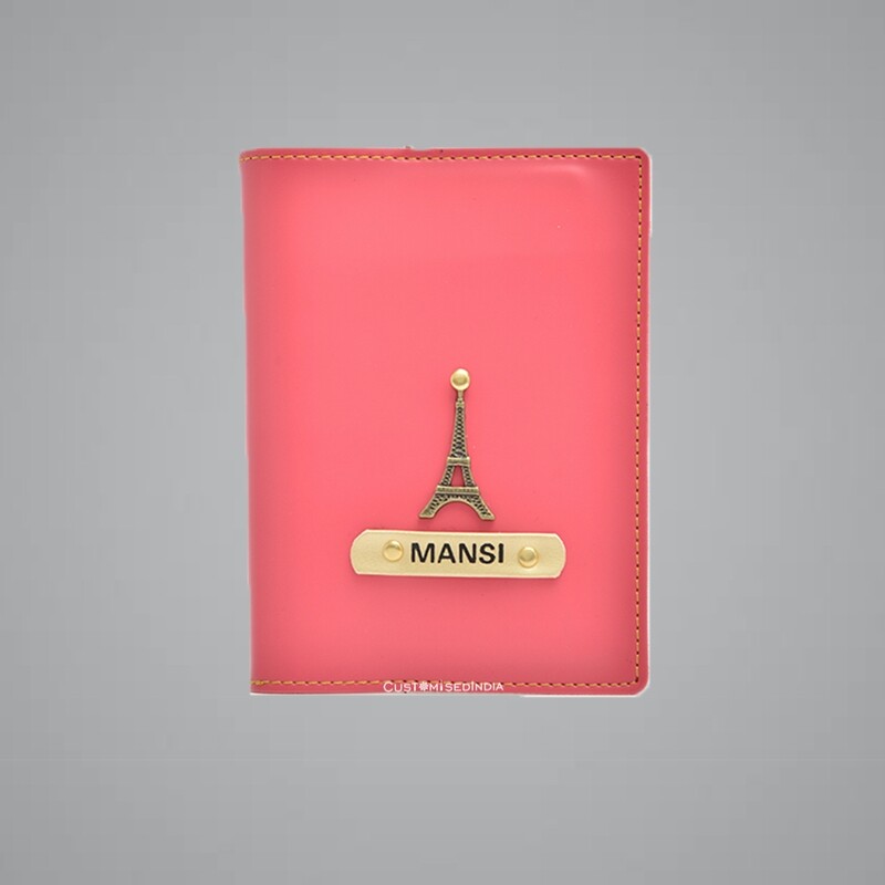 Pink Customised Passport Holder (Indian Leather)