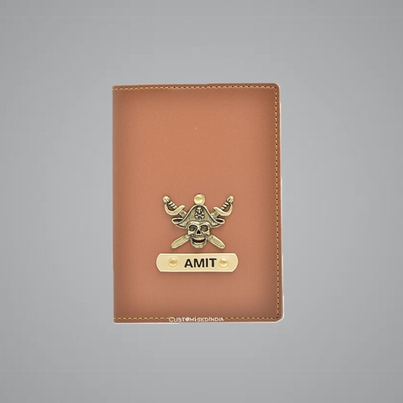 Tan Customised Passport Holder (Indian Leather)