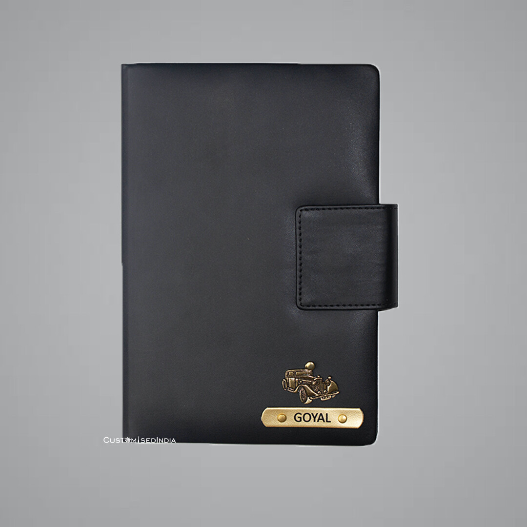 Black Magnetic Leather Diary