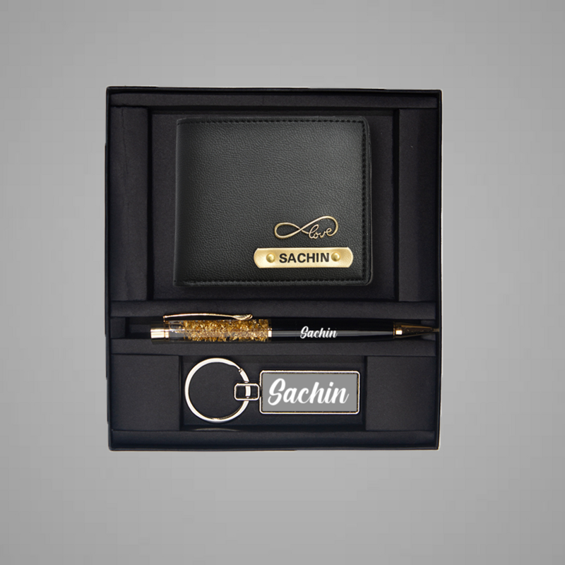 Black Imported Leather Wallet Combo