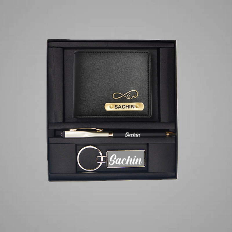 Black Imported Leather Wallet Combo