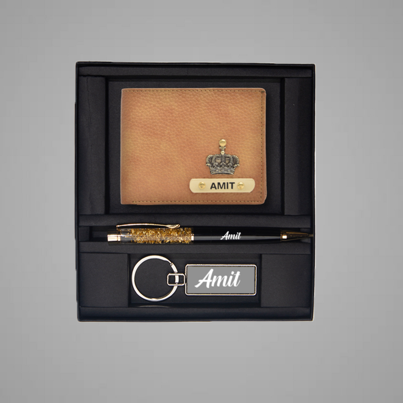Tan Genuine Leather Wallet Combo