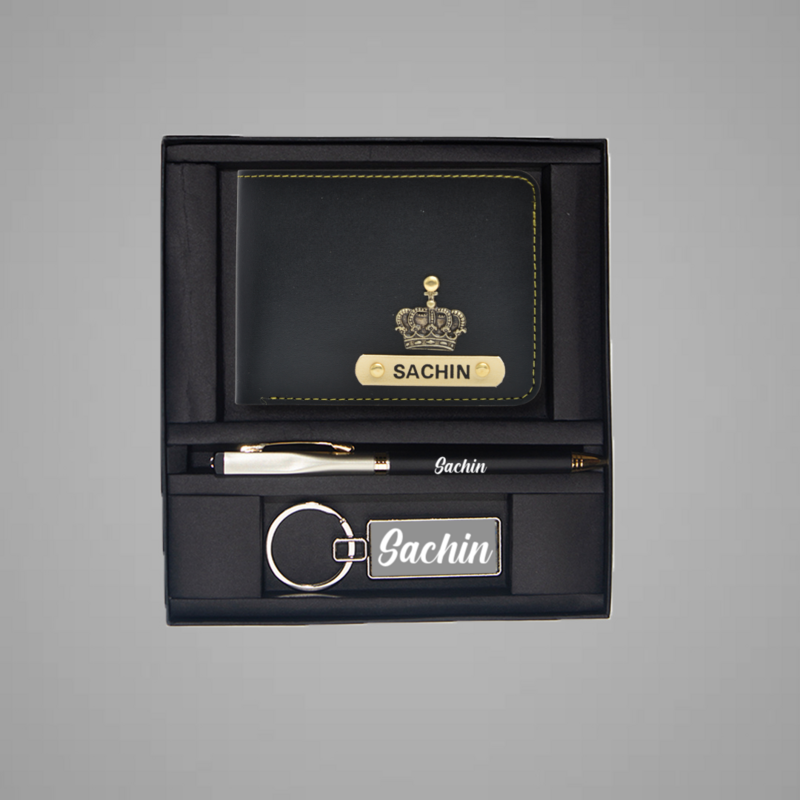 Black Indian Leather Wallet Combo