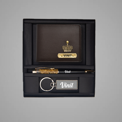 Brown Imported Leather Wallet Combo