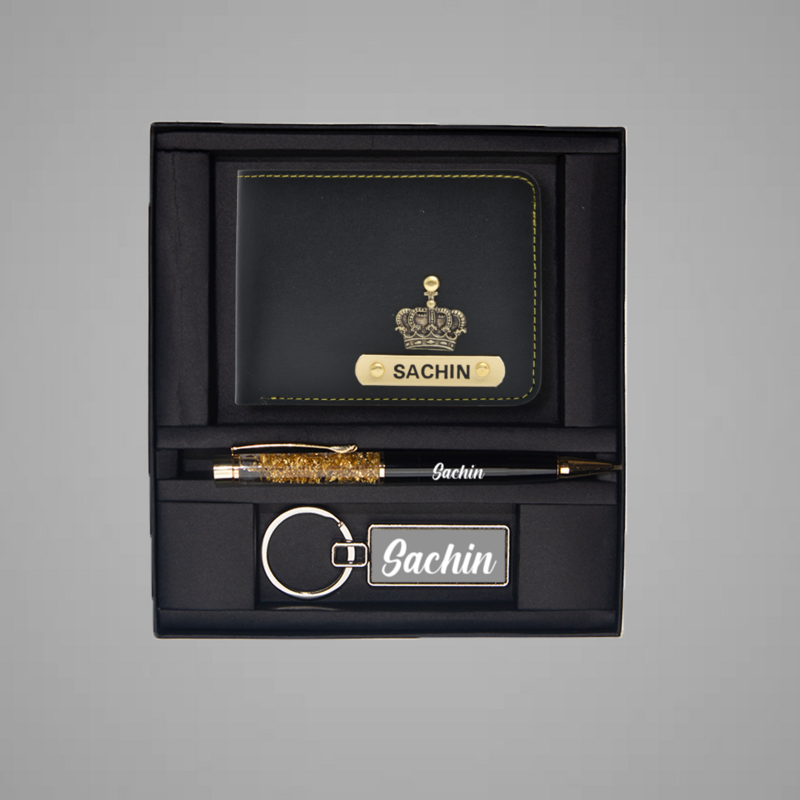 Black Indian Leather Wallet Combo