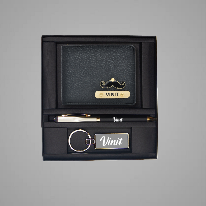 Black Genuine Leather Wallet Combo